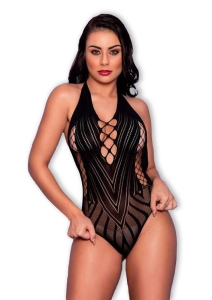 Body com Frente Transpassada e Costas Nuas 1060-Preto