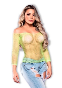 Cropped Arrastão Com Strass Manga Longa 2092- Neon Green