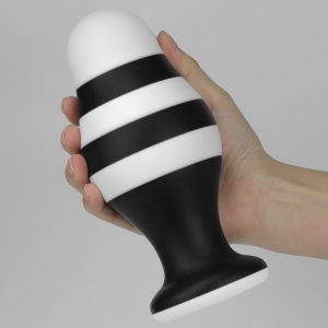 Plug Anal com listras pretas e brancas 17x12x7,2 cm – X-Missioner Butt Plug