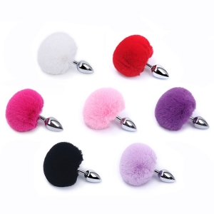 Plug Anal em Aço – Pompom de Coelho – Tamanho – M