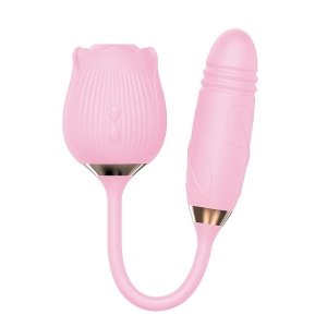 Vibrador de Ponto G e Clitóris com Vai e vem – Formato de Rosa – Hortênsia