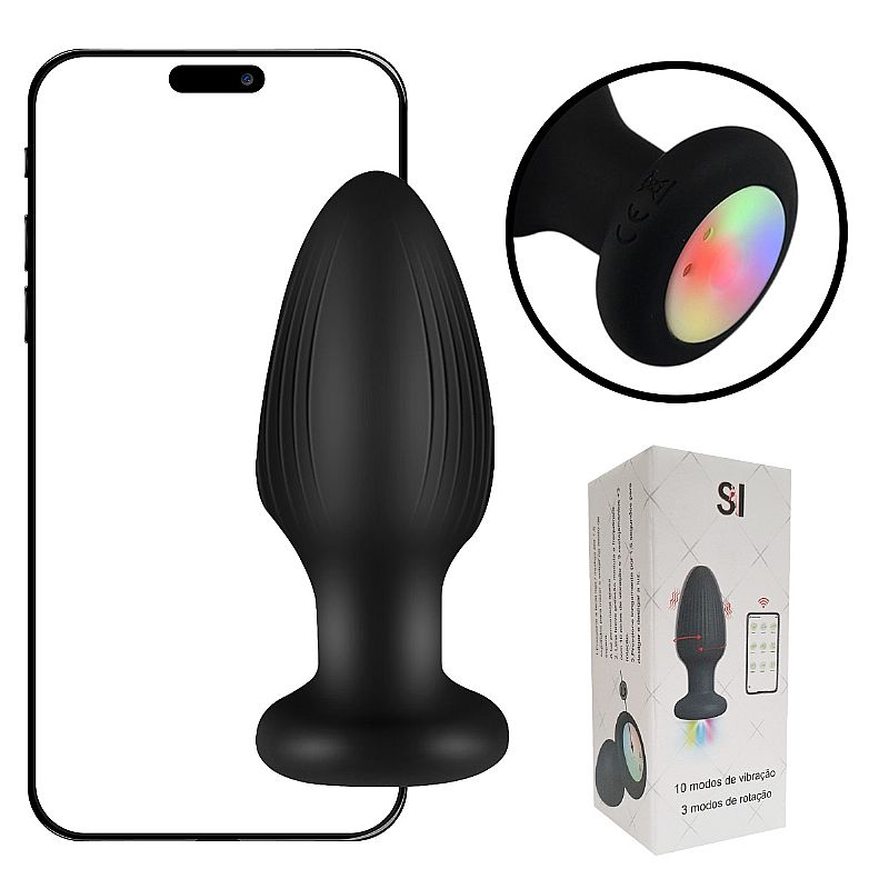 Plug Anal em Silicone com Rotação e Luz de Led – Recarregável e App – 9,6×3,6