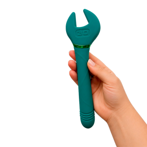 Vibrador Recarregável Formato Ferramenta com Função Vai e Vem – Disponivel na cor Rosa